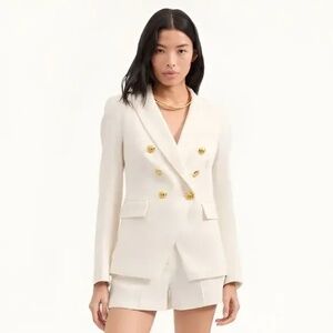Veronica Beard Miller Dickey Jacket Blazer White Linen